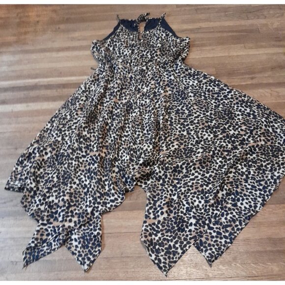 Glamorous Leopard Print Fit & Flare Asymmetrical Sz 14 Flowy Night Out Dress - Picture 1 of 9